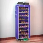 Υφασμάτινη Παπουτσοθήκη με 9 Ράφια και Μεταλλικό Σκελετό 54x25x157cm