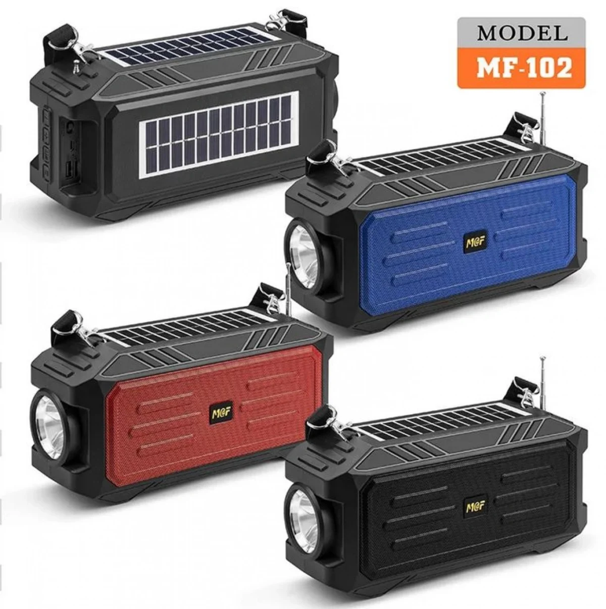 Ηλιακό Φορητό Ηχείο 3w Bluetooth με Ψηφιακό Ραδιόφωνο AM/FM/SW, με Ηλιακό Πάνελ και Φακό MF-102