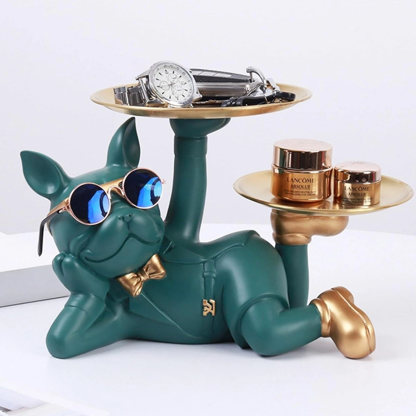 Γλυπτό Ρητίνης με Σχέδιο Γαλλικό Μπουλντόγκ με 2 Δίσκους 32x17x18cm KJ143H Μαύρο Γλυπτό Ρητίνης με Σχέδιο Γαλλικό Μπουλντόγκ με 2 Δίσκους 32x17x18cm KJ143H Μαύρο