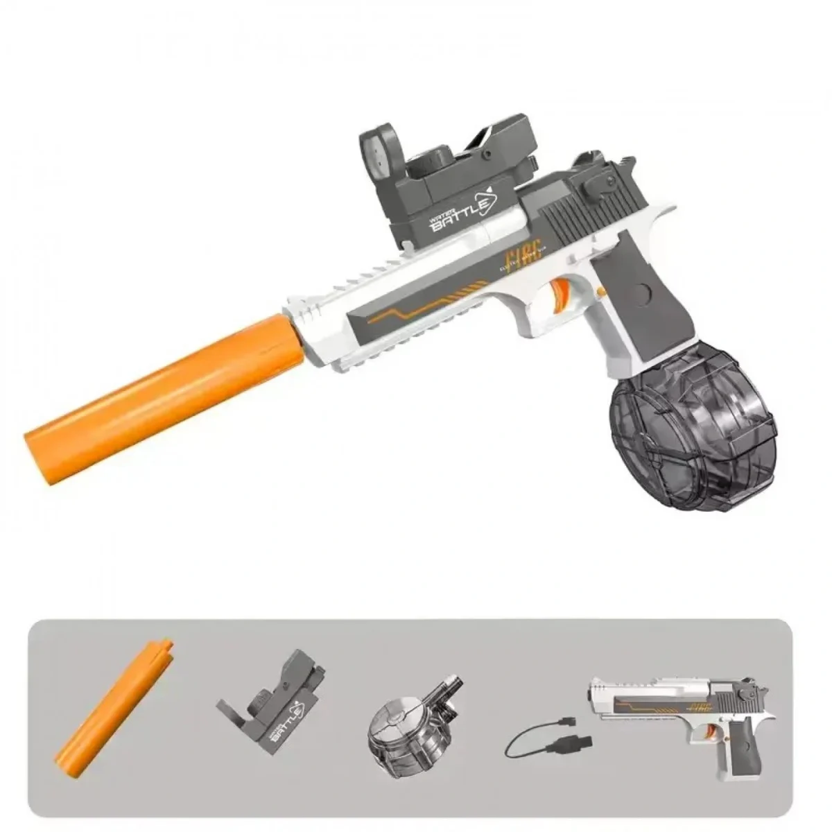 Επαναφορτιζόμενο Ηλεκτρικό Νεροπίστολο 2 σε 1 με Δοχείο Νερού 425ml