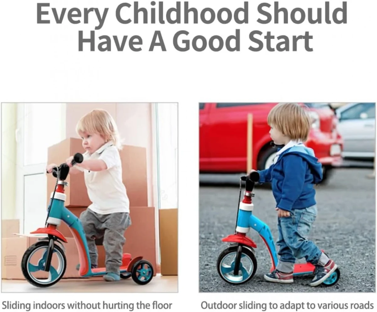 Παιδικό Πολυμορφικό Πατίνι & Ποδήλατο 2 σε 1 με 3 Τροχούς και Ρυθμιζόμενο Τιμόνι