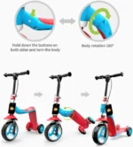 Παιδικό Πολυμορφικό Πατίνι & Ποδήλατο 2 σε 1 με 3 Τροχούς και Ρυθμιζόμενο Τιμόνι