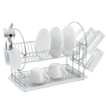 Muhler Πιατοθήκη - Στεγνωτήριο Πιάτων Δύο Επιπέδων με Αποσπώμενο Δοχείο Αποστράγγισης Μαχαιροπίρουνων & Θήκη για Ποτήρια