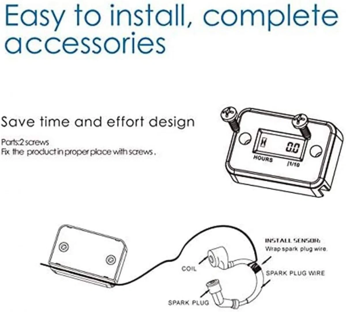 Αδιάβροχο Επαγωγικό Ωρόμετρο Κινητήρα με Ψηφιακή Οθόνη LCD - Σκάφος, Τρακτέρ, Αυτοκίνητα, Μοτοσυκλέτα, Φορτηγά DC 4.5 - 90V Κόκκινο - Inductive Hour Meter
