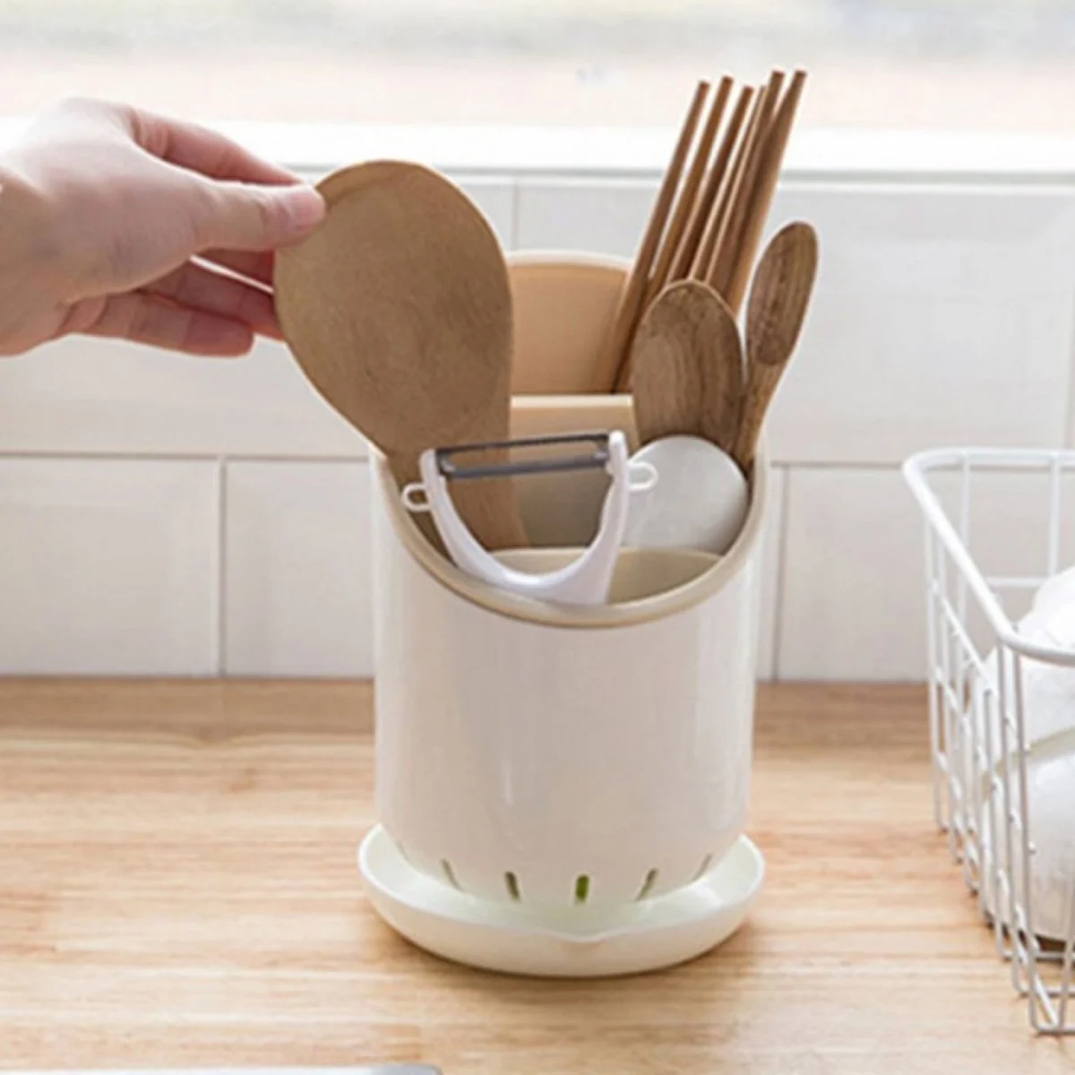 Βάση Στράγγισης για Μαχαιροπίρουνα με 3 Θέσεις Οργάνωσης - Κουζίνας Πλαστική σε τέσσερα χρώματα