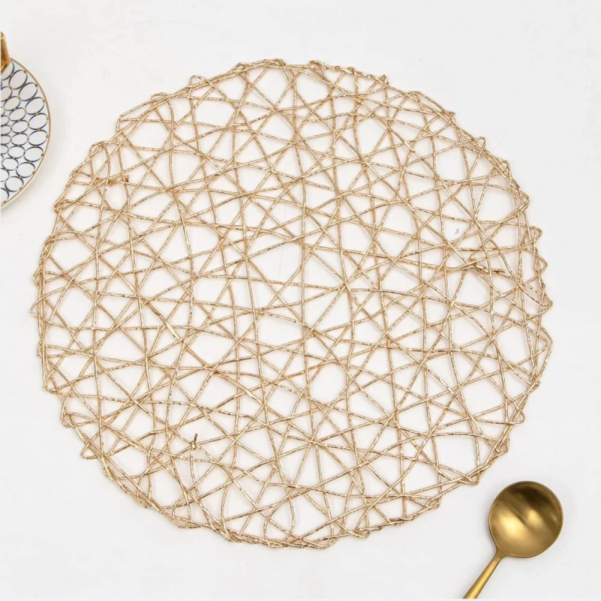 Βαμβακερό Στρογγυλό Σουπλά σε Σχέδιο Δίχτυ 38cm