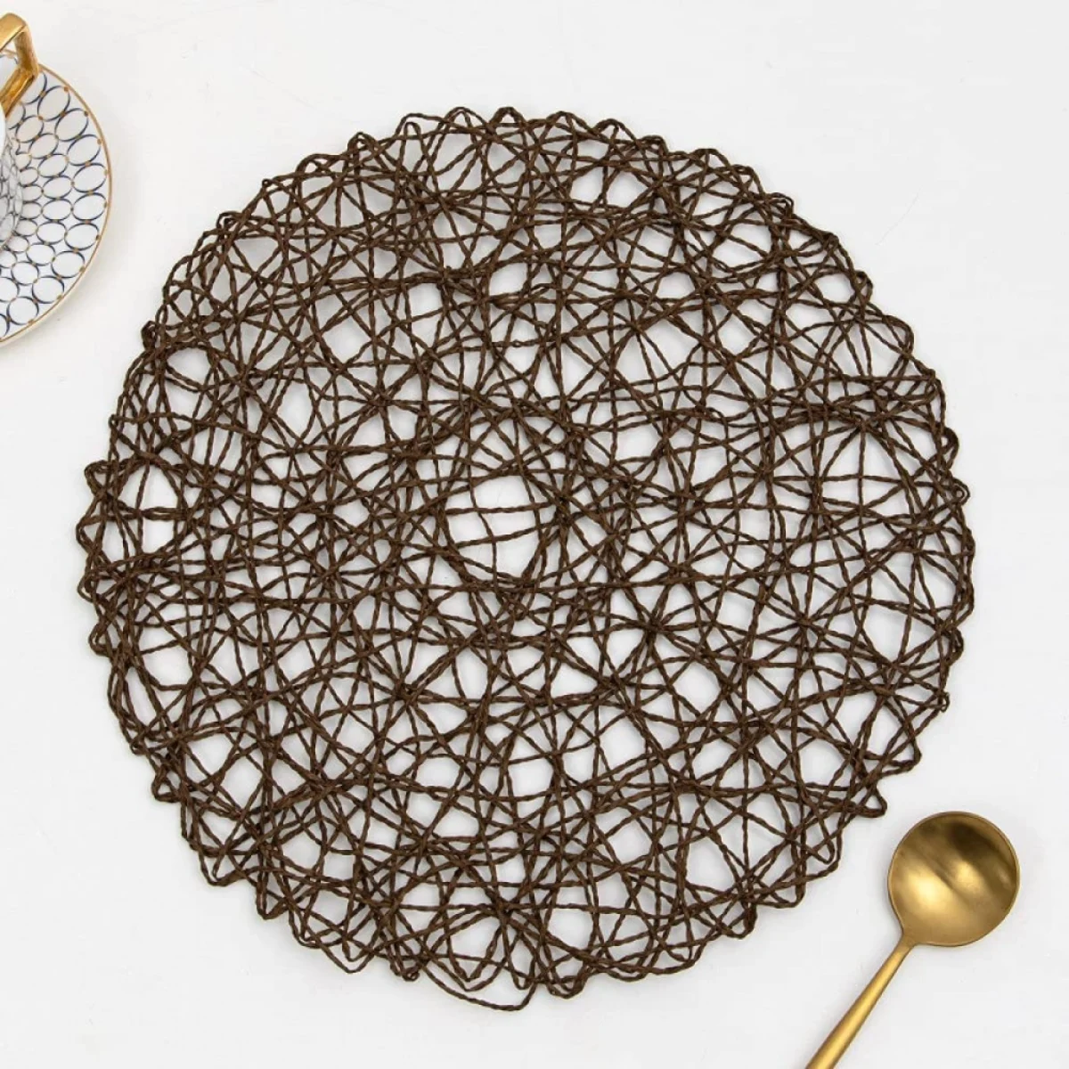 Βαμβακερό Στρογγυλό Σουπλά σε Σχέδιο Δίχτυ 38cm