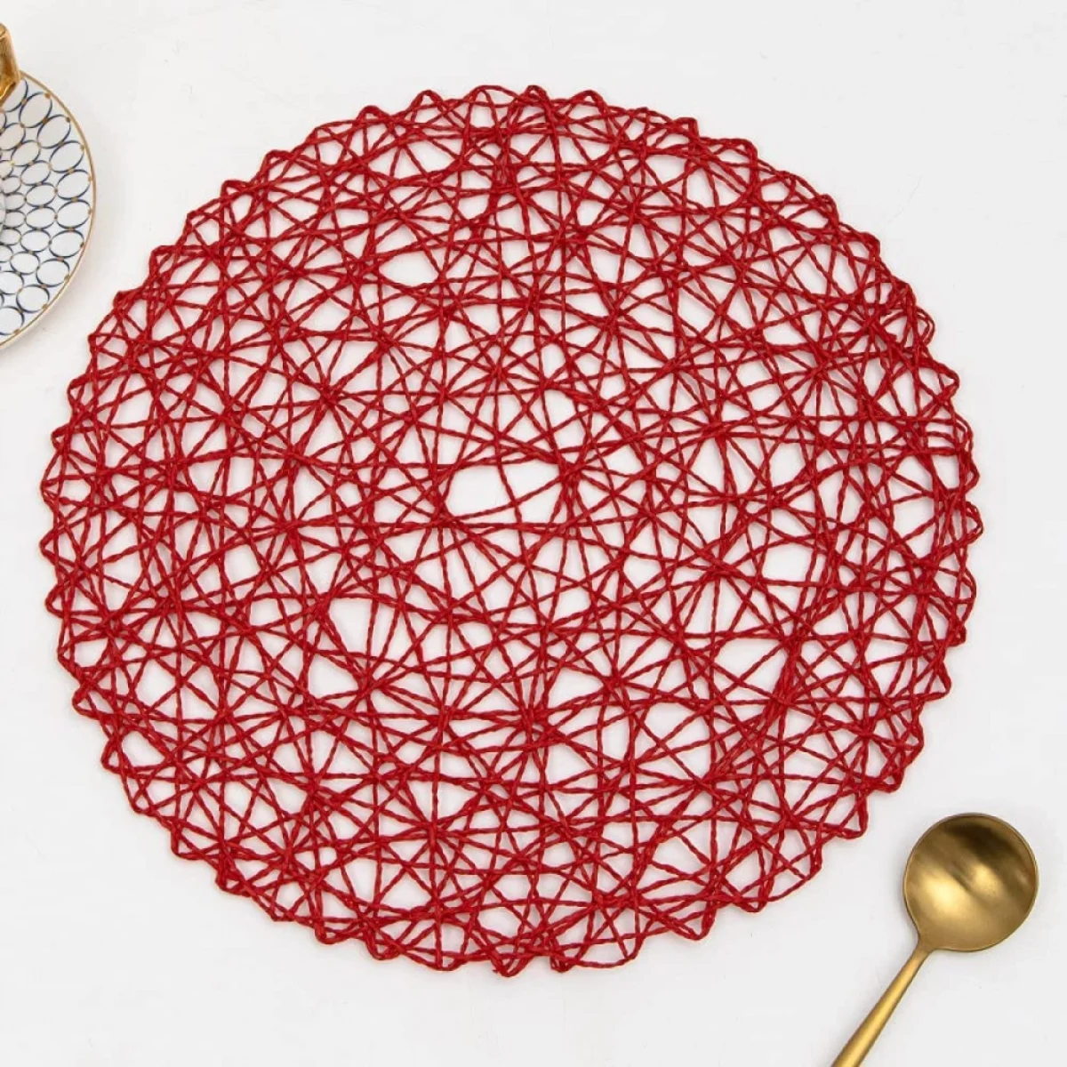 Βαμβακερό Στρογγυλό Σουπλά σε Σχέδιο Δίχτυ 38cm