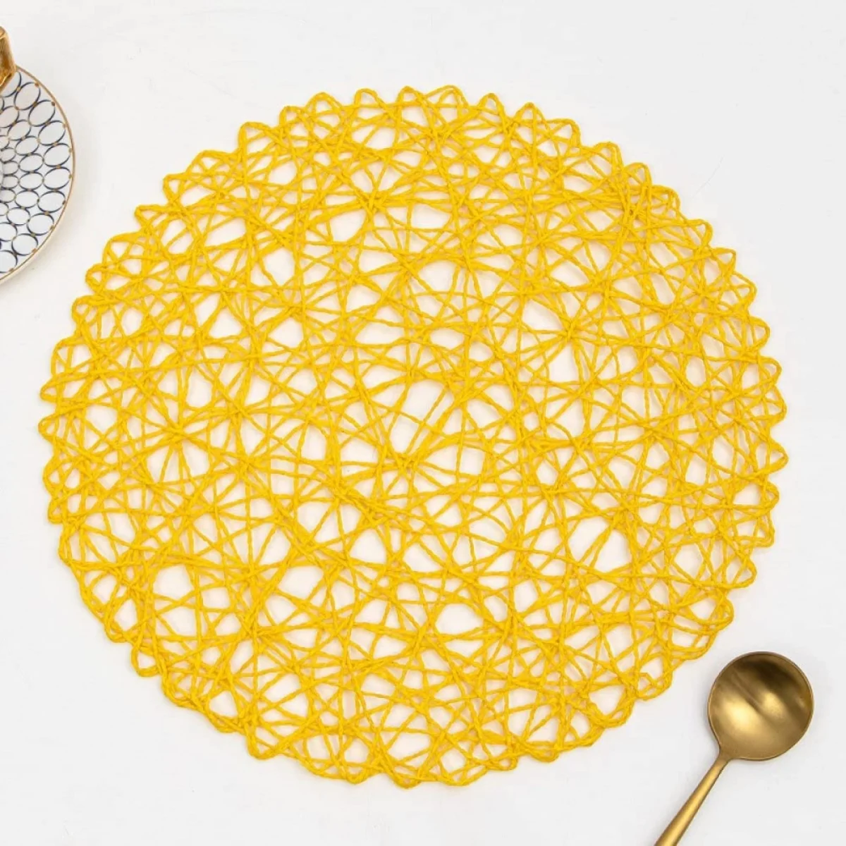 Βαμβακερό Στρογγυλό Σουπλά σε Σχέδιο Δίχτυ 38cm