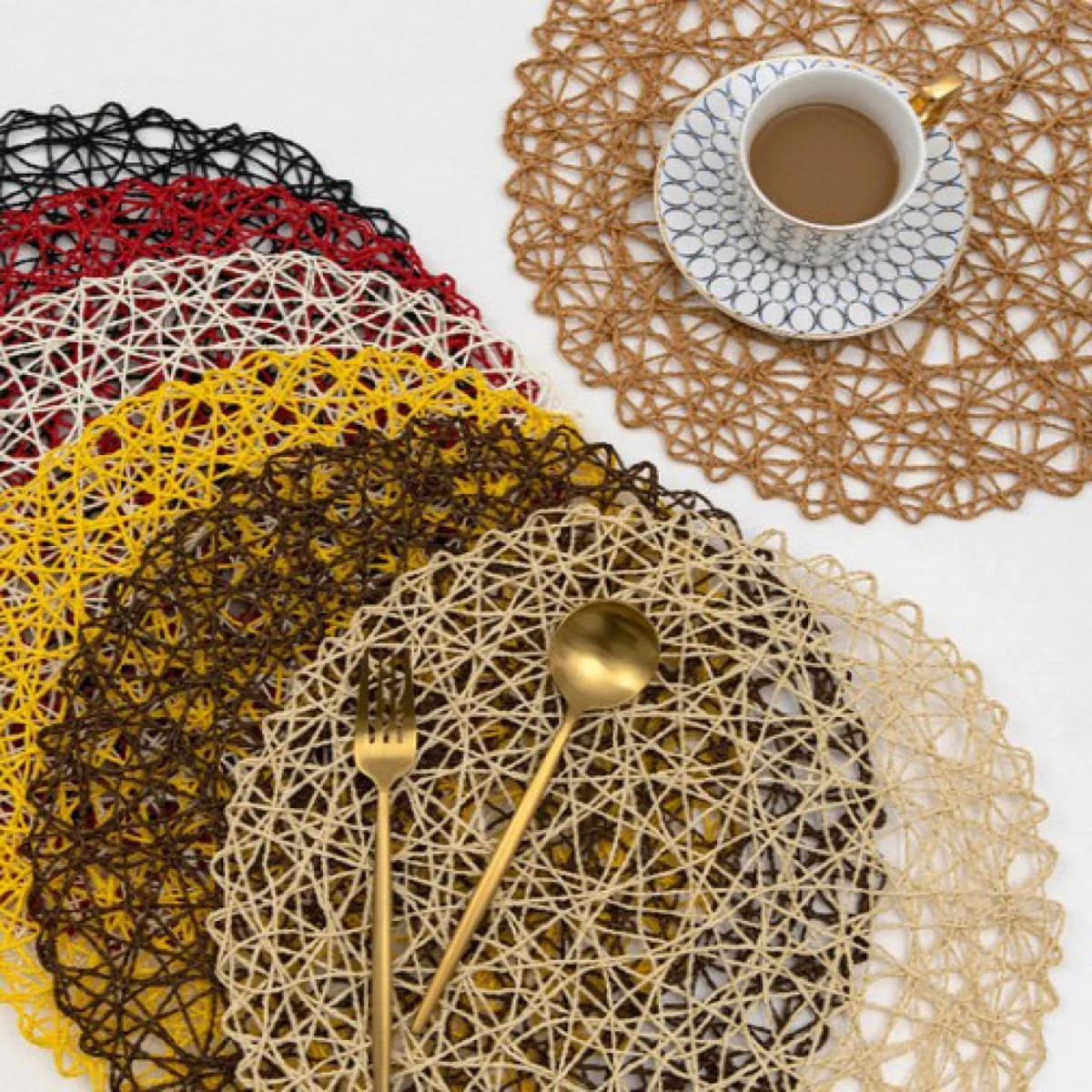 Βαμβακερό Στρογγυλό Σουπλά σε Σχέδιο Δίχτυ 38cm