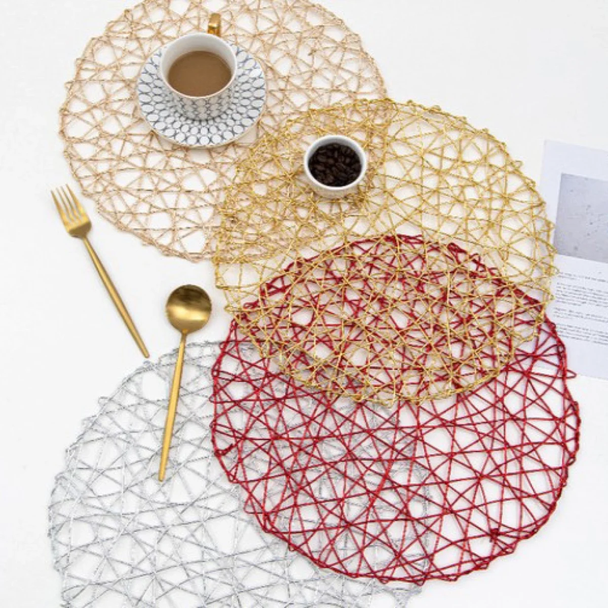 Βαμβακερό Στρογγυλό Σουπλά σε Σχέδιο Δίχτυ 38cm