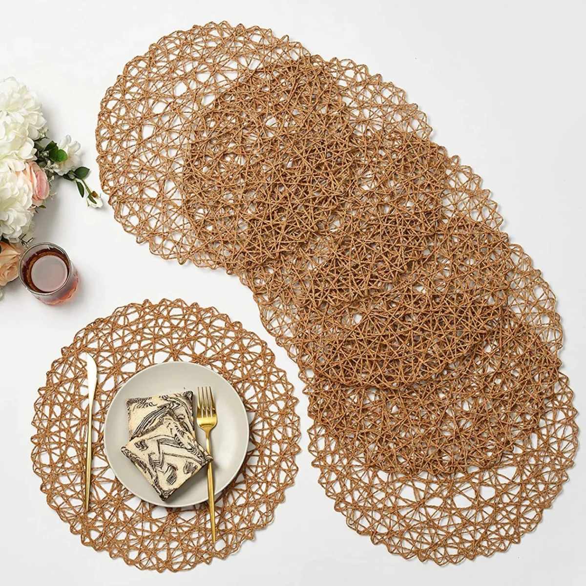 Βαμβακερό Στρογγυλό Σουπλά σε Σχέδιο Δίχτυ 38cm