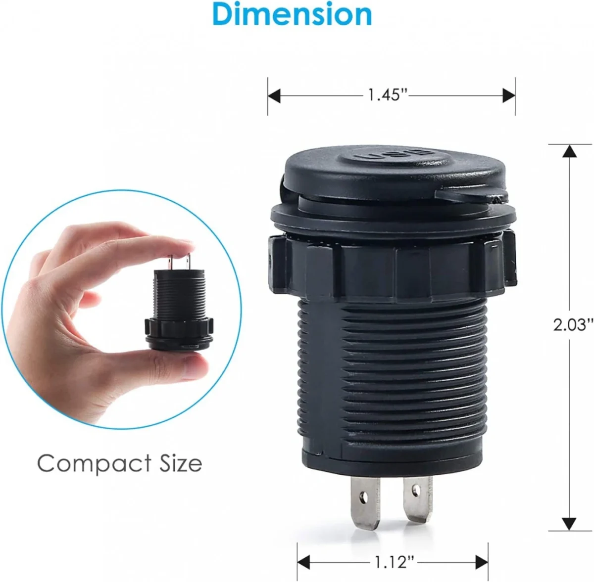 Διπλός USB Αδιάβροχος Φορτιστής & Βολτόμετρο έως 15V με LED Οθόνη - για Μηχανή / Μοτοσικλέτα & Σκάφος