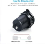 Διπλός USB Αδιάβροχος Φορτιστής & Βολτόμετρο έως 15V με LED Οθόνη - για Μηχανή / Μοτοσικλέτα & Σκάφος