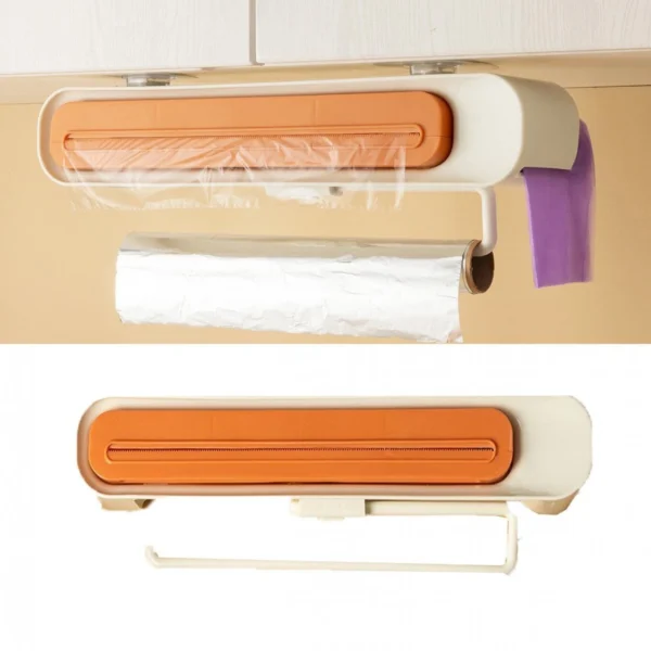 Επιτοίχια Βάση Οργάνωσης για Αλουμινόχαρτο ή Μεμβράνη, Χαρτί Κουζίνας & Θήκη για Σακούλες σε Ρολό 41x7x8cm​ σε τρεις αποχρώσεις