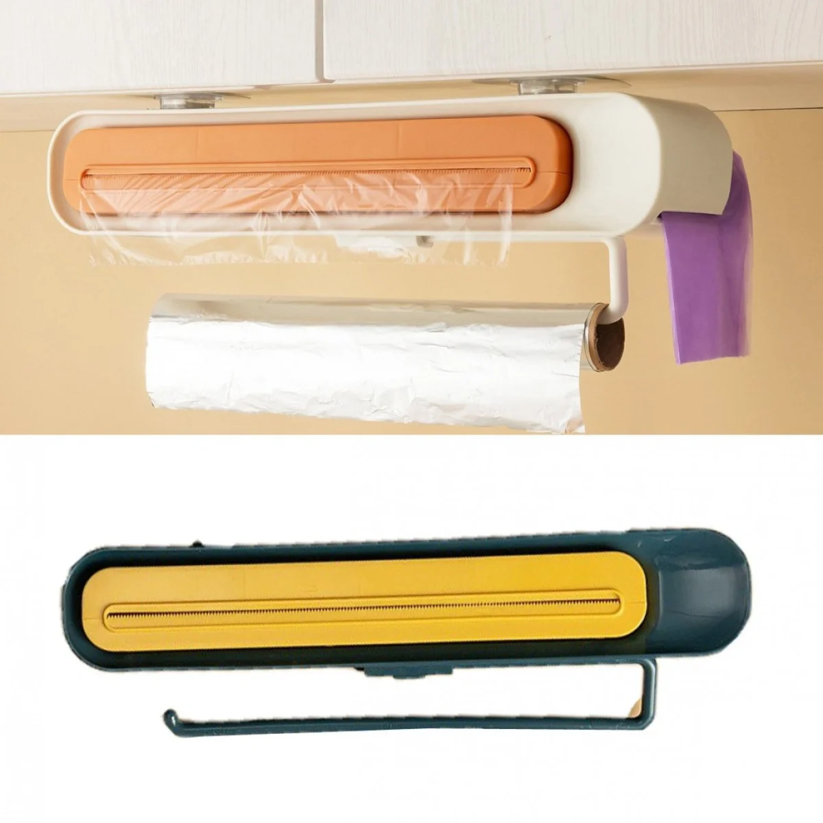 Επιτοίχια Βάση Οργάνωσης για Αλουμινόχαρτο ή Μεμβράνη, Χαρτί Κουζίνας & Θήκη για Σακούλες σε Ρολό 41x7x8cm​ σε τρεις αποχρώσεις