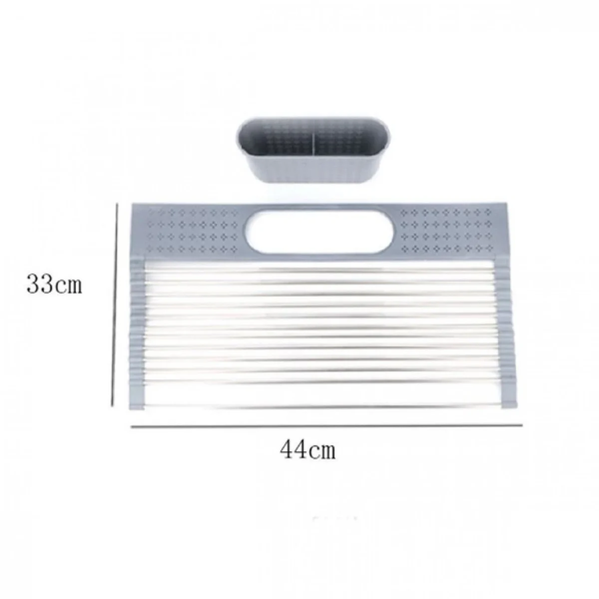 Αναδιπλούμενη Σχάρα Αποστράγγισης Σκευών σε Ρολό, Ανθεκτικό στη θερμότητα με Θήκη για Μαχαιροπίρουνα 44x33 cm