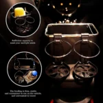 Κουτί Οργάνωσης - Αποθήκευσης Αντικειμένων με Αναδιπλούμενες Αποσπώμενες Ποτηροθήκες για Υποβραχιόνιο Αυτοκινήτου με Βέλκρο