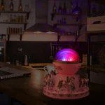 Παιδικό Διακοσμητικό Φωτιστικό Projector με Προβολή Αστεριών & Μουσική Ροζ Καρουζέλ