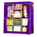 Μεγάλη Τριπλή Υφασμάτινη Φορητή Ντουλάπα με Μεταλλικό Σκελετό για Ρούχα & Λευκά Είδη 128x45x170cm