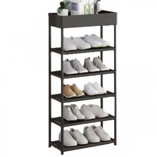 Πτυσσόμενη Μονόχρωμη Παπουτσοθήκη-Ραφιέρα 6 Ράφια, 98.5x40x21.5cm