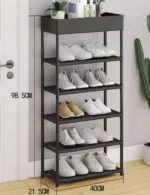 Πτυσσόμενη Μονόχρωμη Παπουτσοθήκη-Ραφιέρα 6 Ράφια, 98.5x40x21.5cm