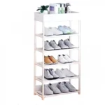 Πτυσσόμενη Μονόχρωμη Παπουτσοθήκη-Ραφιέρα 6 Ράφια, 98.5x40x21.5cm