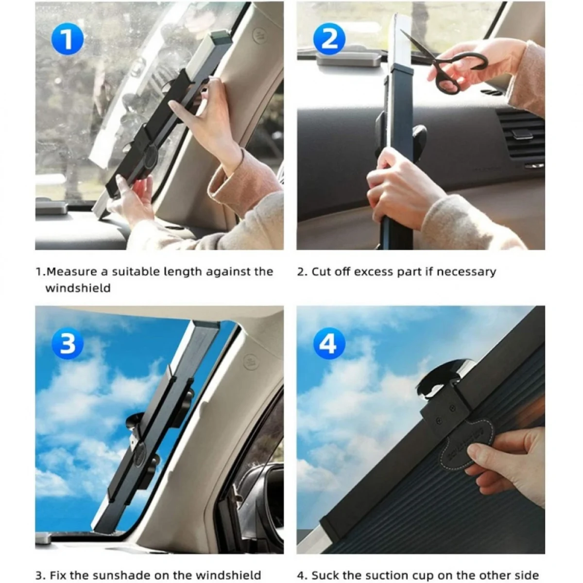 Universal Συρόμενο Σκίαστρο που Κόβεται - Ηλιακή Προστασία Παρμπρίζ Αυτοκινήτου