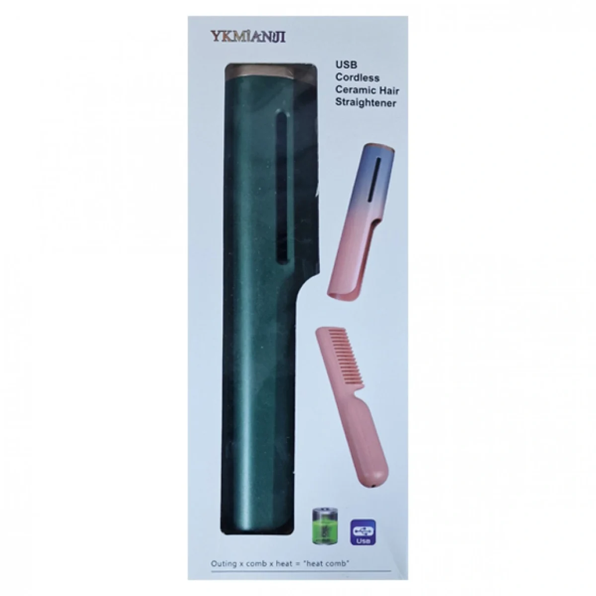 Ασύρματη Κεραμική Θερμαινόμενη Χτένα Ισιώματος Μαλλιών.