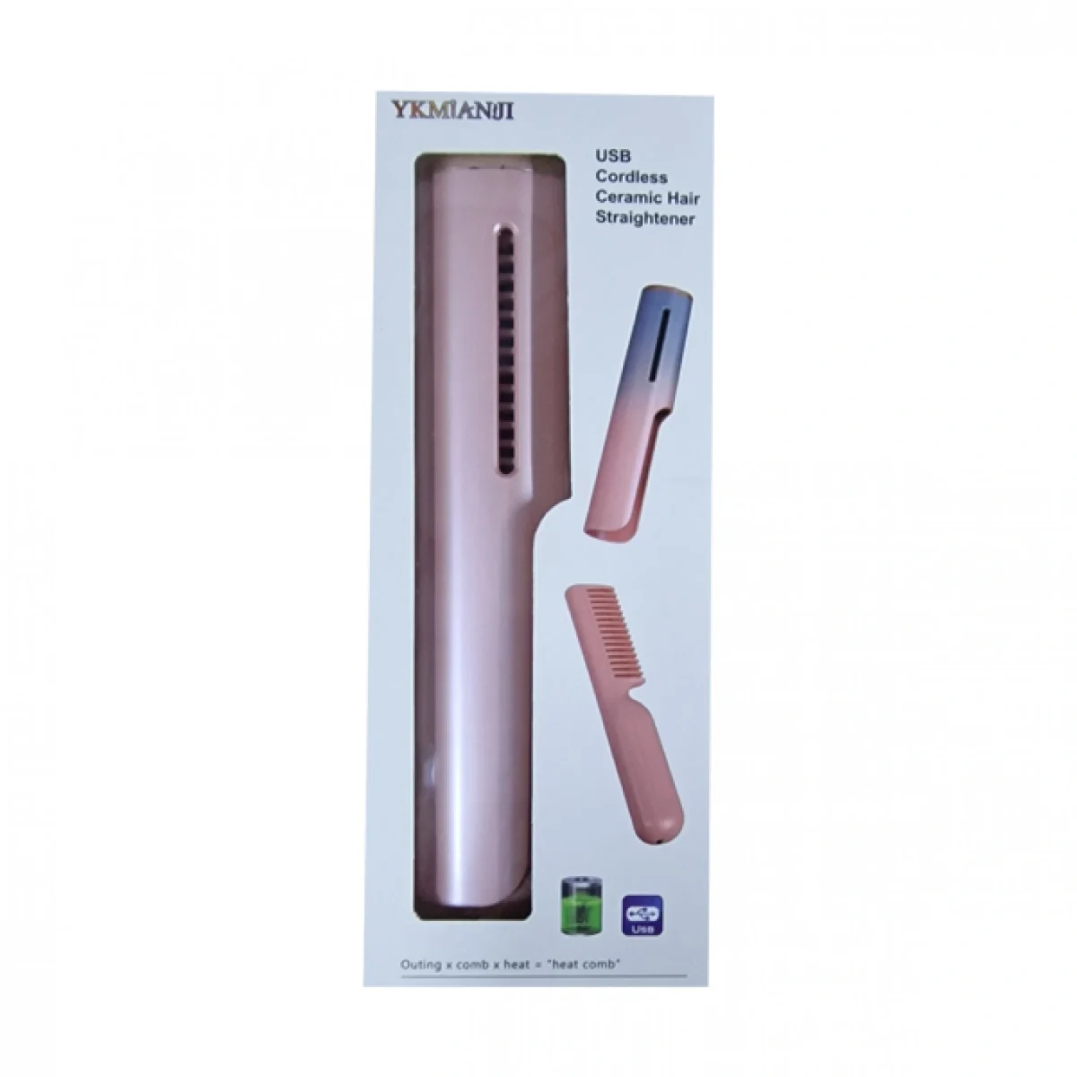 Ασύρματη Κεραμική Θερμαινόμενη Χτένα Ισιώματος Μαλλιών.