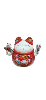 Διακοσμητική Τυχερή Λευκή Γάτα Καλωσορίσματος - Feng Shui Welcome Cat 35x25x18cm