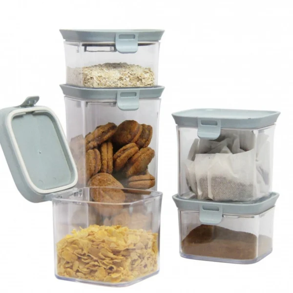 Σετ 5 Τεμαχίων Αεροστεγή Πλαστικά Δοχεία Αποθήκευσης Τροφίμων με Καπάκι