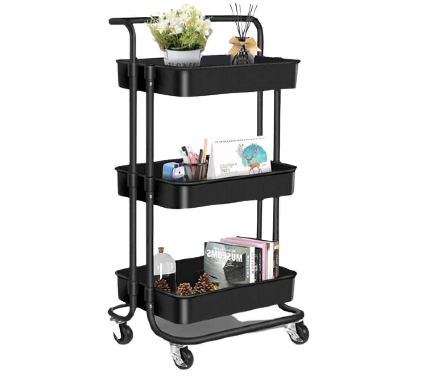 Τρόλεϊ με Λαβή και Μεταλλικό Σκελετό - 43x37x86cm Τρόλεϊ με Λαβή και Μεταλλικό Σκελετό - 43x37x86cm