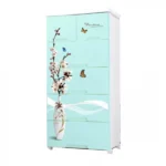 Πλαστική Συρταριέρα 139x70x49cm με 6 Συρτάρια Σχέδιο Βάζο με Λουλούδια