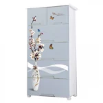 Πλαστική Συρταριέρα 139x70x49cm με 6 Συρτάρια Σχέδιο Βάζο με Λουλούδια