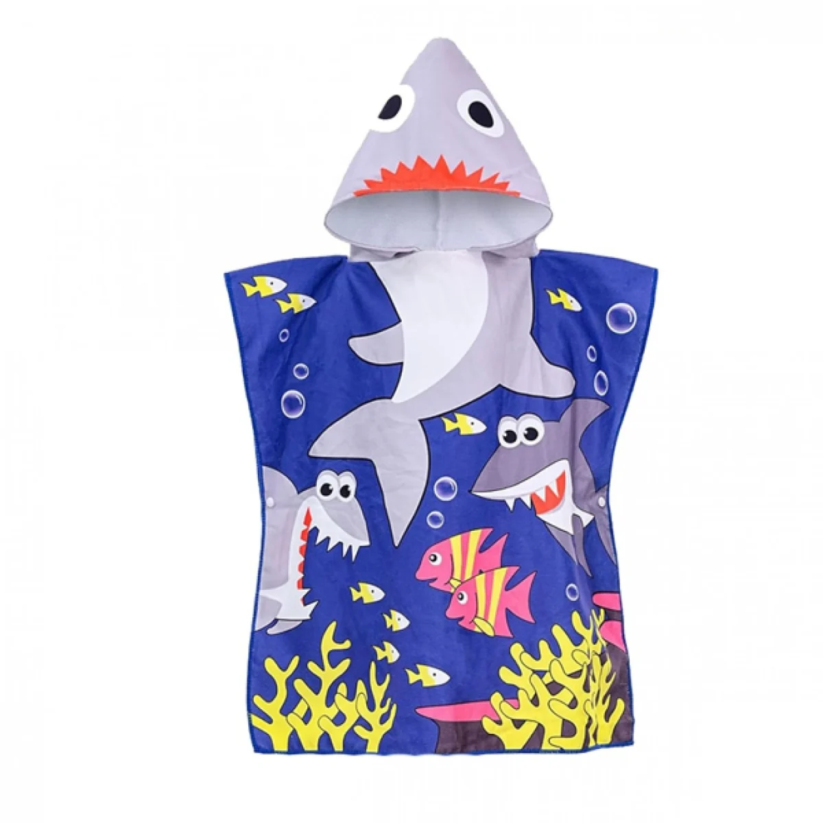 60x60 Χαριτωμένη Παιδική Πετσέτα Πόντσο με Μικροίνες & Κουκούλα 0-8 ετών