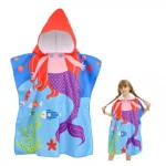 60x60 Χαριτωμένη Παιδική Πετσέτα Πόντσο με Μικροίνες & Κουκούλα 0-8 ετών