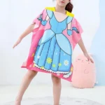 60x60 Χαριτωμένη Παιδική Πετσέτα Πόντσο με Μικροίνες & Κουκούλα 0-8 ετών