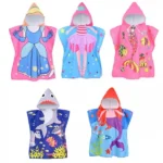 60x60 Χαριτωμένη Παιδική Πετσέτα Πόντσο με Μικροίνες & Κουκούλα 0-8 ετών