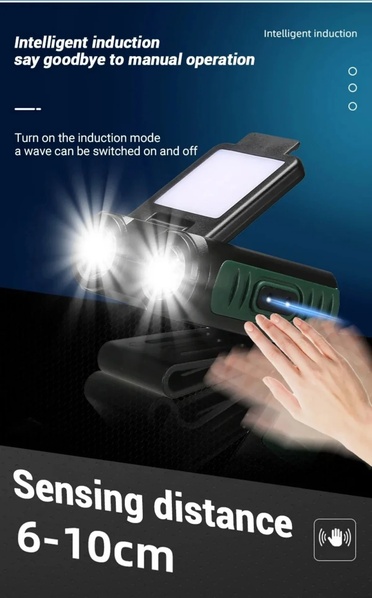 Mini Επαναφορτιζόμενος Φακός LED με Ανίχνευση Κίνησης & 5 Λειτουργίες 1200mAh