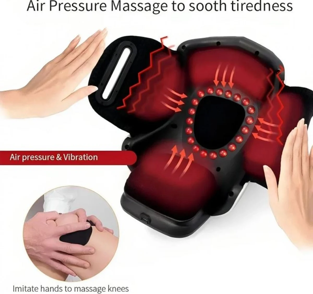 3 σε 1 Ηλεκτρικά Θερμαινόμενη Συσκευή με Δόνηση για Μασάζ Γονάτου - Επαναφορτιζόμενη 2600mAh