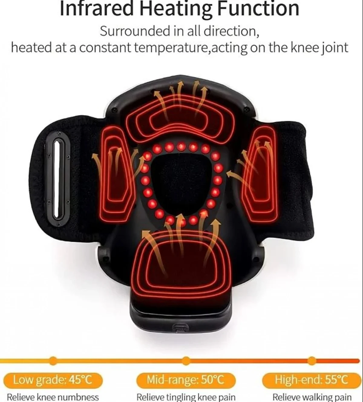 3 σε 1 Ηλεκτρικά Θερμαινόμενη Συσκευή με Δόνηση για Μασάζ Γονάτου - Επαναφορτιζόμενη 2600mAh