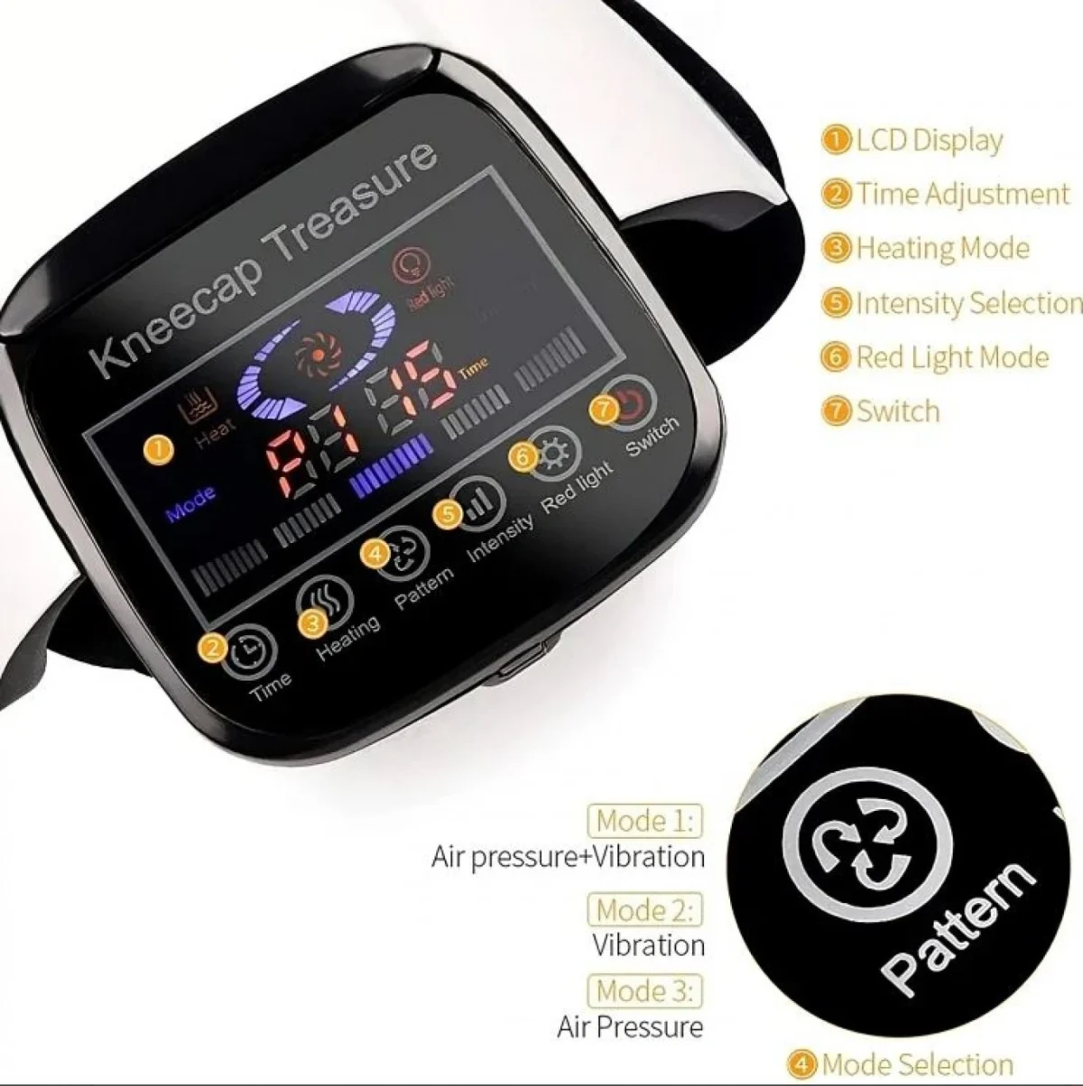 3 σε 1 Ηλεκτρικά Θερμαινόμενη Συσκευή με Δόνηση για Μασάζ Γονάτου - Επαναφορτιζόμενη 2600mAh