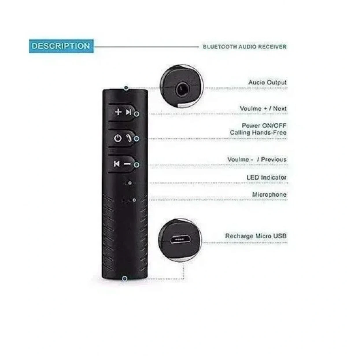 Ασύρματος Δέκτης Μουσικής Bluetooth BT-450 Wireless Receiver