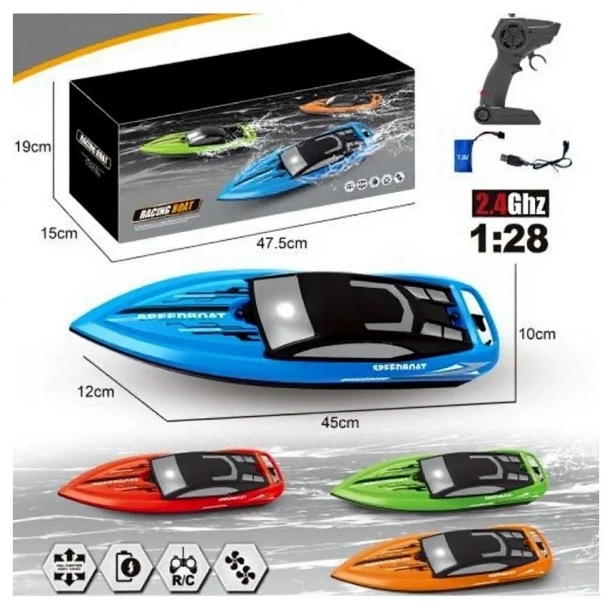 Speedboat Τηλεκατευθυνόμενο Σκάφος 1:28 (2.4GHz) B3602-2