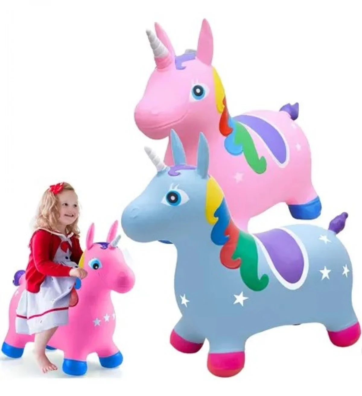 Φουσκωτό Ζωάκι Χοπ Χοπ Χρωματιστός Μονόκερος 55x27x42cm για Παιδιά 3+ ετών
