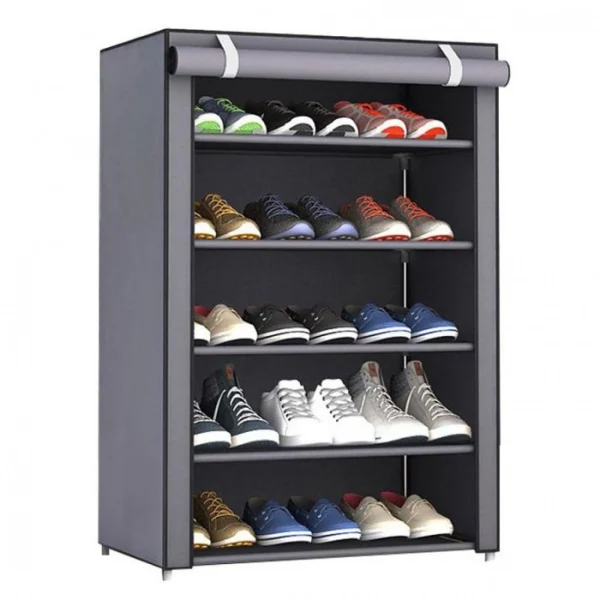 60x30x90cm Υφασμάτινη Παπουτσοθήκη με 5 Ράφια και Μεταλλικό Σκελετό