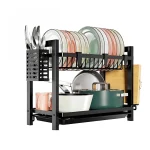 43.5x24x34cm Διώροφη Μεταλλική Πιατοθήκη Αποστράγγισης Μαύρη