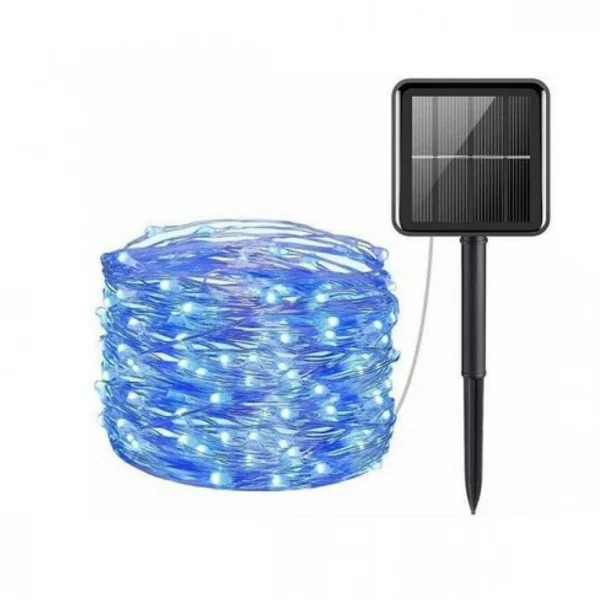 Ηλιακά Χριστουγεννιάτικα Λαμπάκια σε Σύρμα 20m - Λευκό Ψυχρό LED με Φωτοβολταϊκό Πάνελ