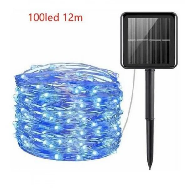 Ηλιακά Χριστουγεννιάτικα Λαμπάκια σε Σύρμα 12m - Λευκό Ψυχρό 100 LED με Φωτοβολταϊκό Πάνελ